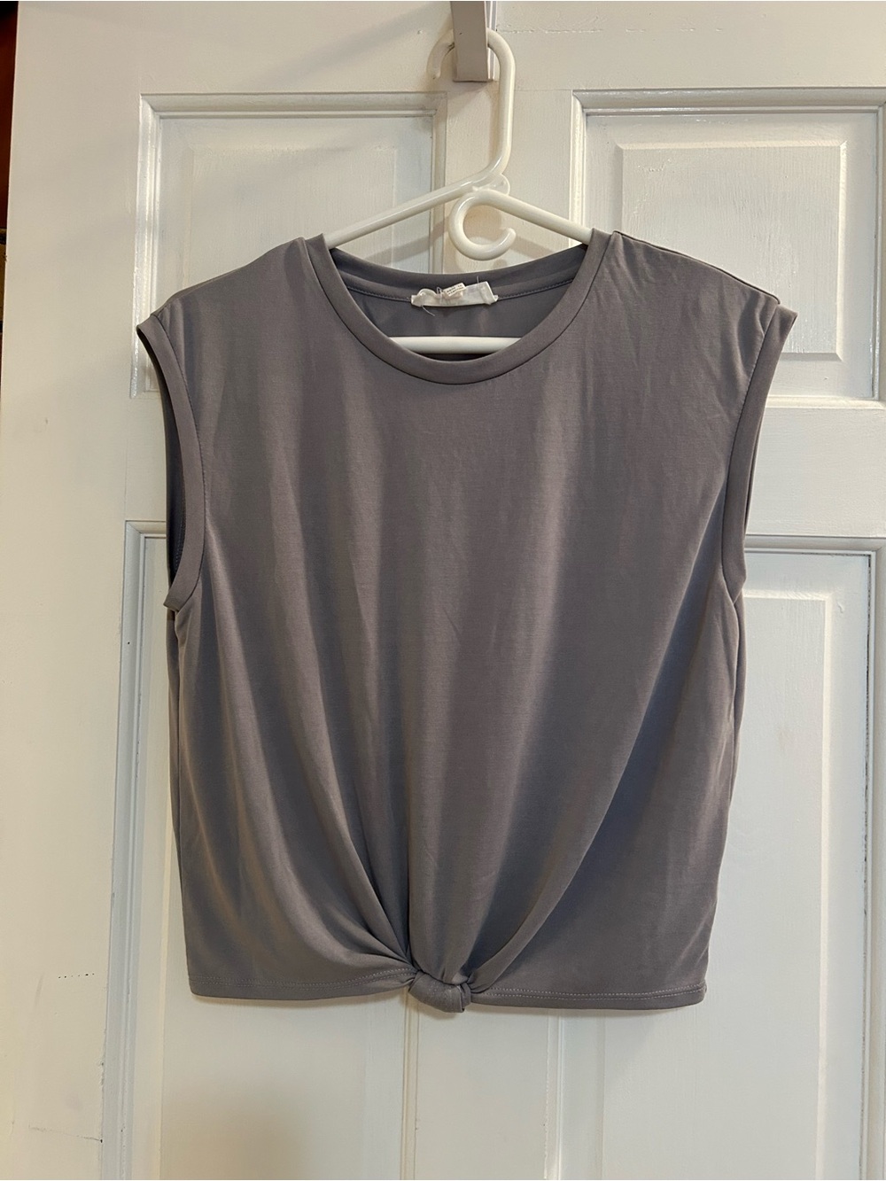 Hippie Rose Gray Knot-Front Sleeveless Top